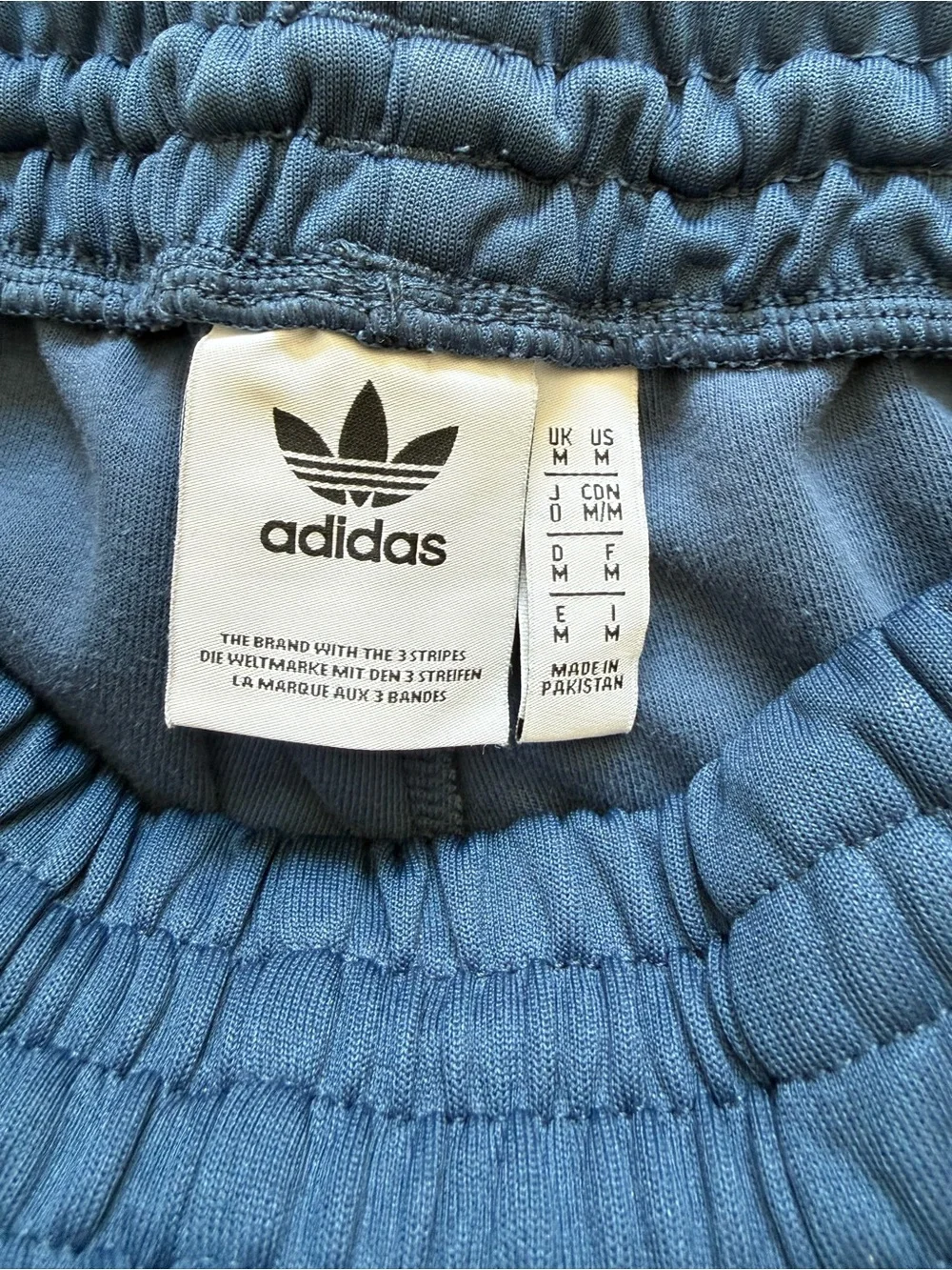 Adidas Originals Blue Joggers with White Three-Stripe Men’s Size Medium